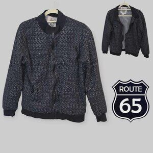 Route 66 Original Clothing Tweed Bomber Lined Faux Fur Jacket Mens Medium